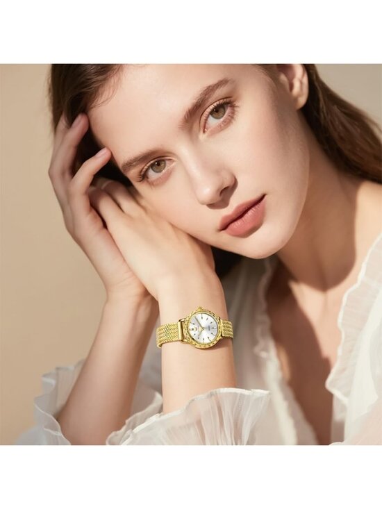 Women\'s Gold band / White dial  Diamond Fashion Elegant Chronograph Wrist Watch main image 5
